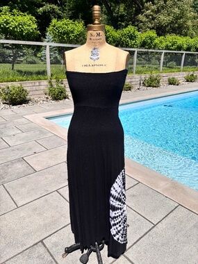 High Quality Standard Co. Black Strapless Maxi Dress Tie Dye Detail- Size M